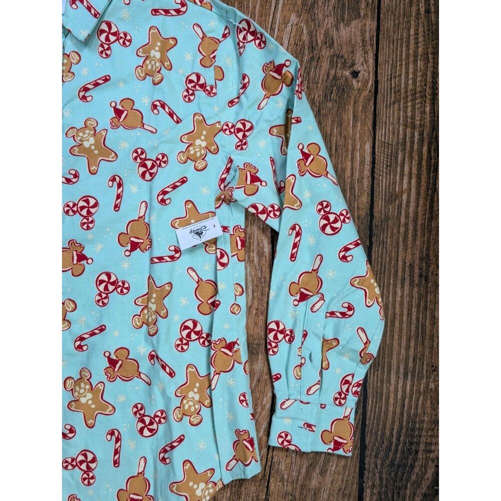 NWT Disney Flannel Shirt Mickey Candy Ice Cream Holiday Gingerbread Unisex Med - Picture 2 of 11